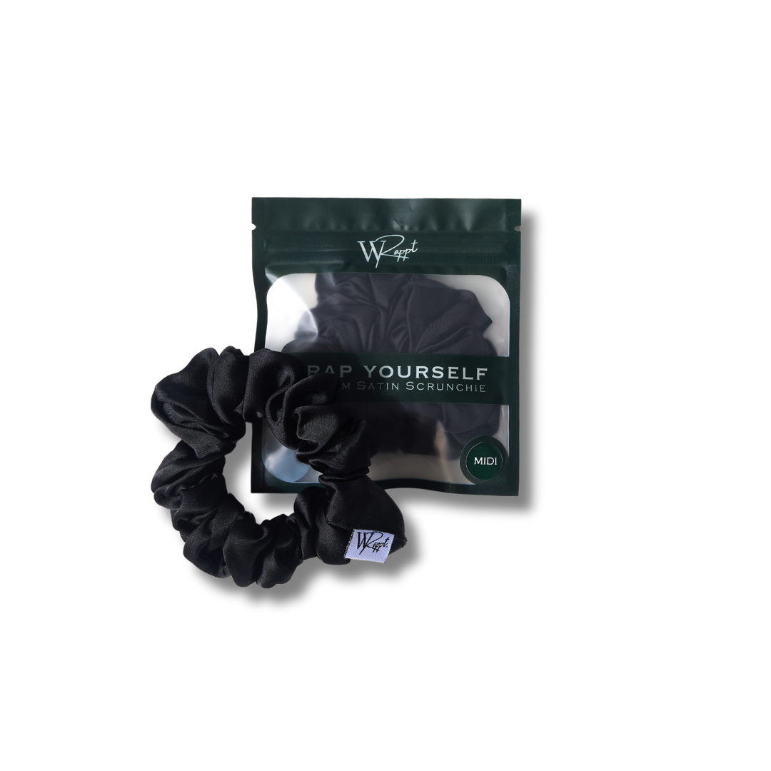 Midi Satin Scrunchie - Black